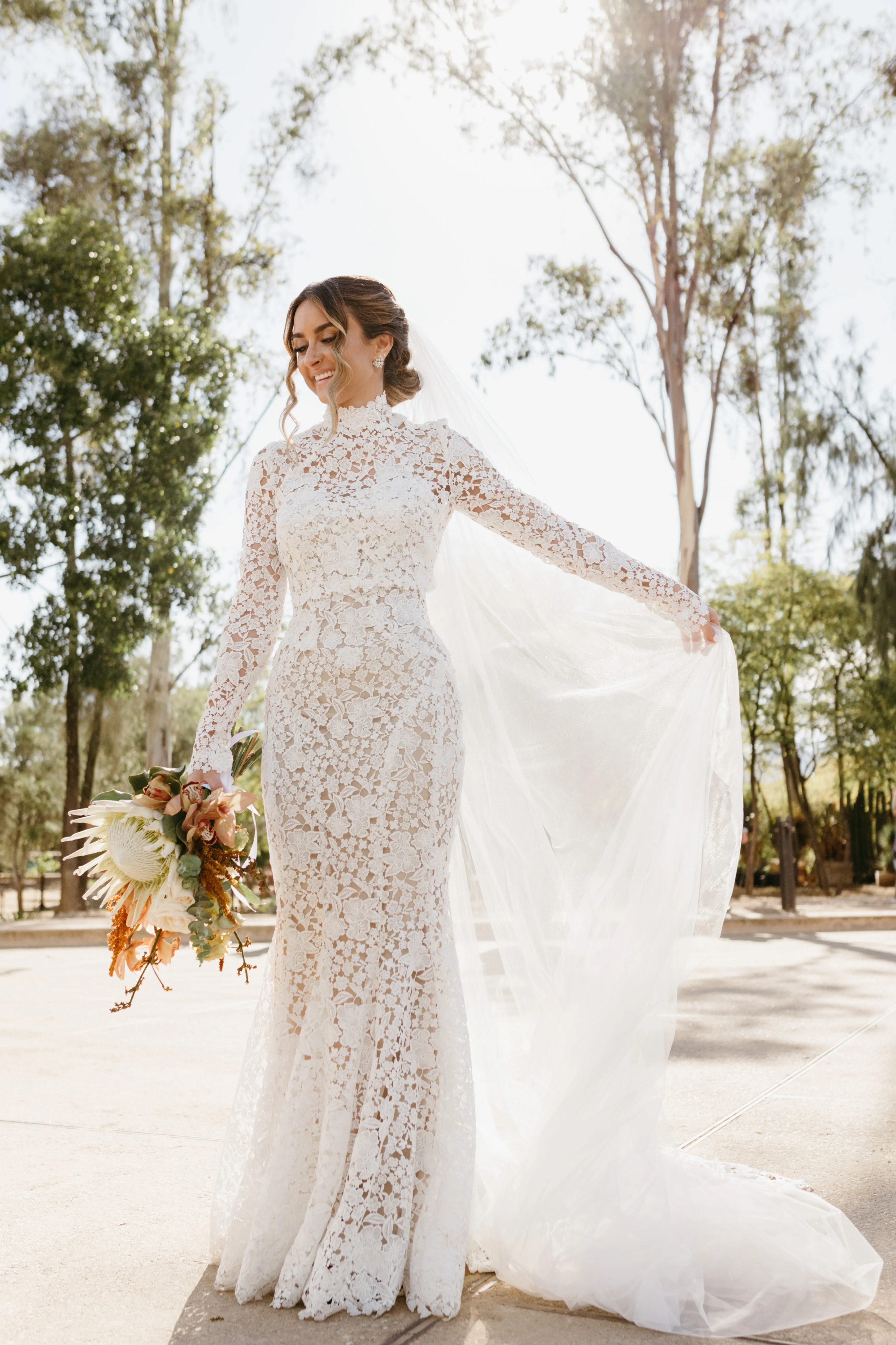 Bride in lace dress